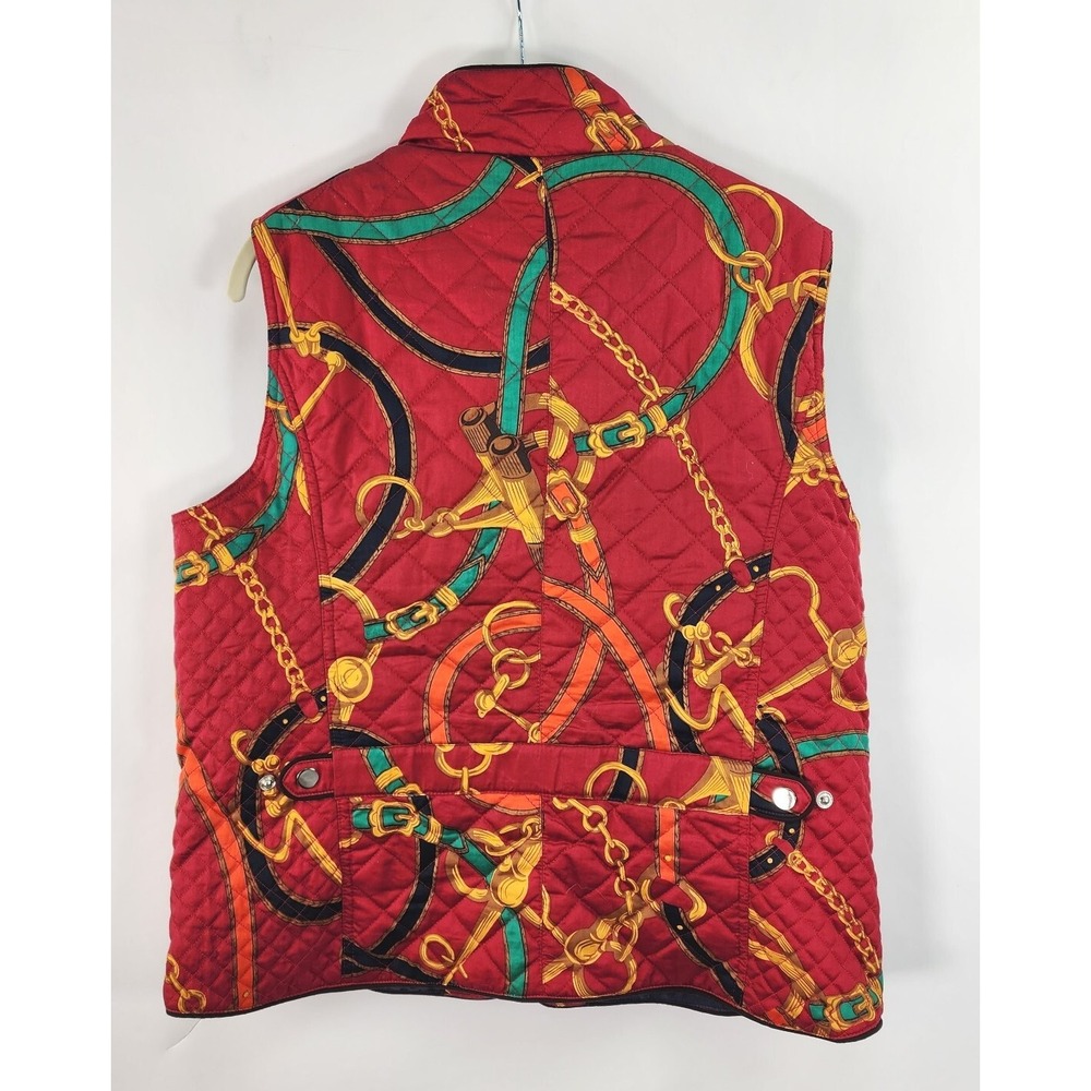 Patty Kim Vest Womens L Quilted Red Equestian - Picture 5 of 10